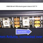 WS2812b RGB LED strip glued to LED TV